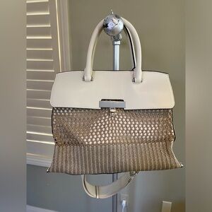 Calvin Klein cream and tan tote